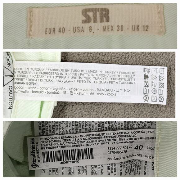 Stradivarius STR Cargo Pants sz 8 Women Pistachio Green Pockets Spring Coachella - Picture 3 of 13